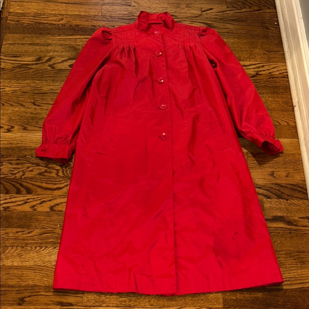 VINTAGE J. Gallery Red Button-Up Trench Coat Women’s Size 4